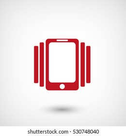 Phone On Vibration - red vector  icon with shadow