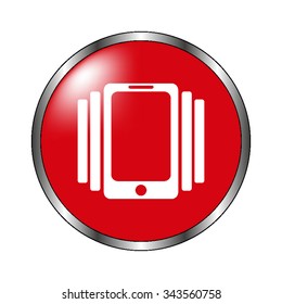 Phone On Vibration - vector icon on  the red button