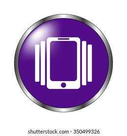 Phone On Vibration - vector icon; violet button