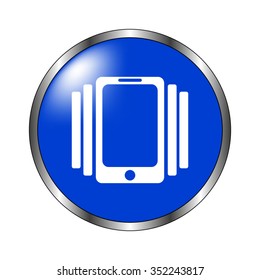 Phone On Vibration - vector icon on the blue button
