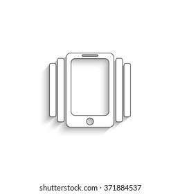 Phone On Vibration - white vector icon  with shadow