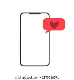 Phone on a white background with a message. Vector illustration