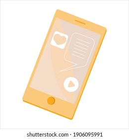 Phone on white background. Smart device interface. World communication concept. Empty screen, phone mockup. Communication network. Phone icon vector. Social media concept.