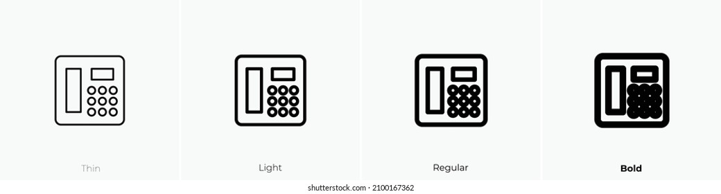 un icono de teléfono. Diseño delgado, ligero y audaz aislado en un fondo blanco
