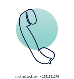 Telefon mit einzeiliger Linie, Hintergrund, blaue Vektorgrafik-Design