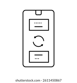 phone online application converter line icon vector. phone online application converter sign. isolated contour symbol black illustration