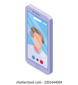 Icono de clase de teléfono en línea. Isometric de la clase telefónica en línea icono vector para el diseño web aislado en fondo blanco