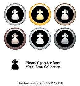 Phone Operator Icon Metal Icon Set