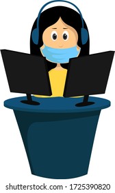 Telefonoperator, Illustration, Vektor auf weißem Hintergrund