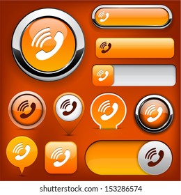 Phone orange design elements for website or app. Vector eps10. 