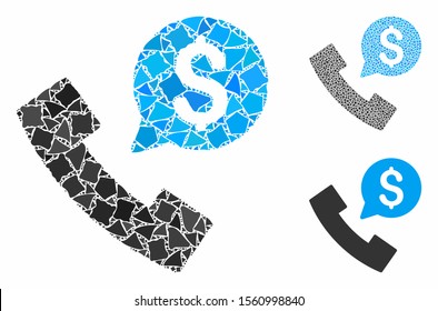 Phone order composition of tremulant items in different sizes and color hues, based on phone order icon. Vector tuberous pieces are combined into composition.