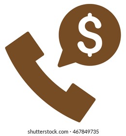 Phone Order icon. Vector style is flat iconic symbol with rounded angles, brown color, white background.