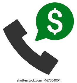 Phone Order icon. Vector style is bicolor flat iconic symbol with rounded angles, green and gray colors, white background.