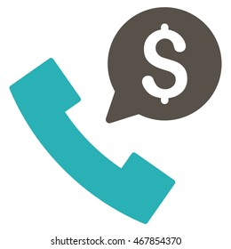 Phone Order icon. Vector style is bicolor flat iconic symbol with rounded angles, grey and cyan colors, white background.