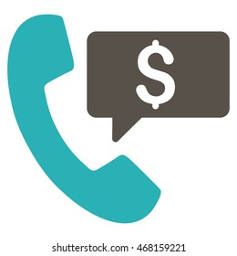 Phone Order icon. Vector style is bicolor flat iconic symbol with rounded angles, grey and cyan colors, white background.