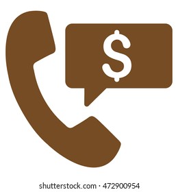 Phone Order icon. Vector style is flat iconic symbol with rounded angles, brown color, white background.