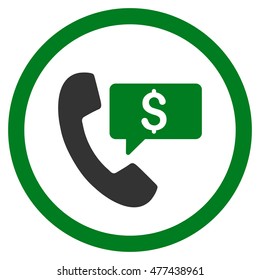 Phone Order rounded icon. Vector illustration style is flat iconic bicolor symbol, green and gray colors, white background.