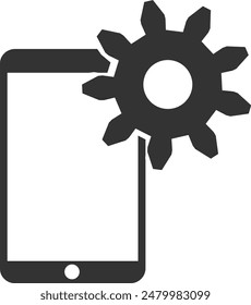 Icono del organizador del teléfono. Icono de línea editable. Vector de teléfono de configuración. Vector plano blanco y negro