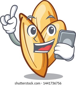 With phone orzo pasta isolated with the cartoon