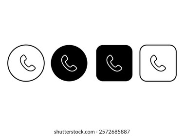Phone outline icon set buttons. Contact icon. Telephone symbol for website
