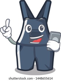 With phone overalls isolated with in the mascot