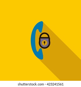 Phone and padlock icon, flat style