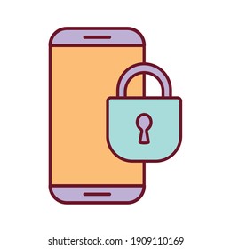 phone with a padlock on a white background vector illustration design
