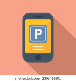 Phone paid parking icon flat vector. Space park. Gate zone