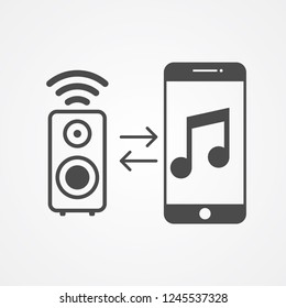 Phone pairing with speaker vector icon sign symbol