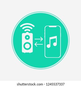 Phone pairing with speaker vector icon sign symbol