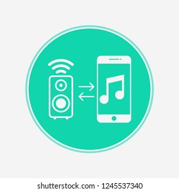 Phone pairing with speaker vector icon sign symbol