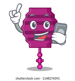 With phone paper lantern character cartoon
