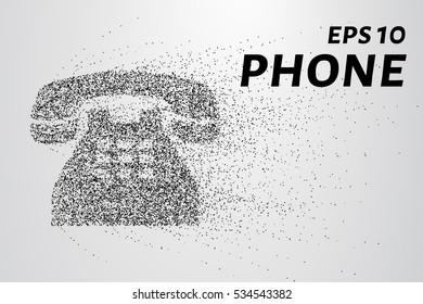 Phone from the particles. The phone consists of circles and points. Vector illustration.