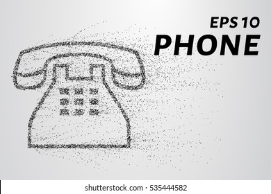 Phone from the particles. The phone consists of circles and points. Vector illustration.