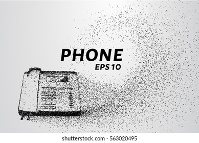 Phone from the particles. The phone consists of dots and circles. Vector illustration.