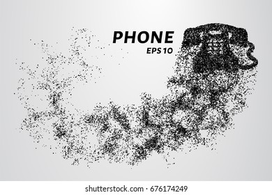 Phone from the particles. The phone crumbles into small circles and dots