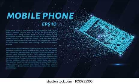 Phone from the particles. The mobile phone consists of circles and points. Vector illustration.