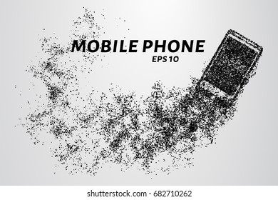 Phone from the particles. The mobile phone consists of circles and points. Vector illustration