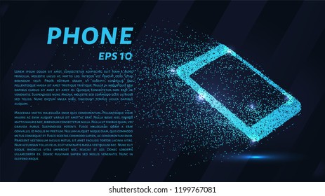 Phone from the particles. The smartphone consists of small circles and dots. Vector illustration.