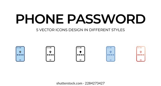 Diseño de icono de contraseña de teléfono en estilo Cinco con pulsación editable. Línea, Sólido, Línea plana, Color de tono Duo y Línea de degradado de color. Adecuado para diseño de páginas Web, aplicaciones móviles, UI, UX y GUI.