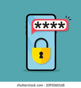 icono de protección con contraseña de teléfono. Firma de contraseña de seguridad. icono de candado
