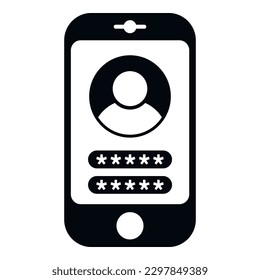 Telefonkennwortschutz Symbol einfache Vektorgrafik. Persönlicher Login. Mobile Account