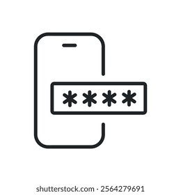 Phone password thin line icons. Perfect pixel on transparent background