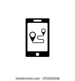 phone with  path icon. Plane  travel route. path vector icon
