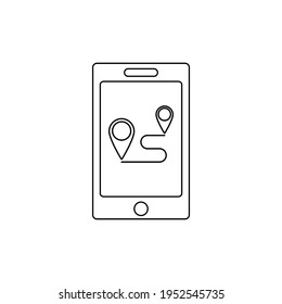 phone with  path icon. Plane  travel route. path vector icon
