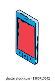 Phone pattern Vector. Layout smartphone for the designer. Phone screen in isometric in cartoon style.