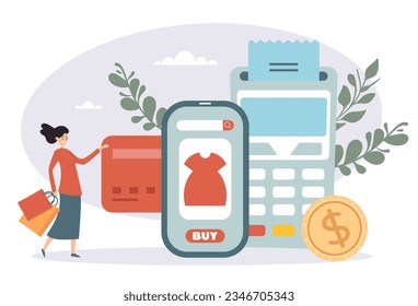 Telefonische Bezahlung online Zahlungskonzept Bildschirm abstrakte isolierte Konzept. Vektorgrafik-Design-Illustration