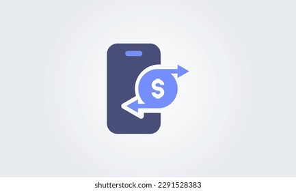 icono de pago telefónico, banca móvil en línea. Dinero digital, ilustración vectorial