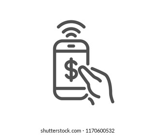 Phone Payment line icon. Dollar pay sign. Finance symbol. Quality design element. Classic style mobile payment icon. Editable stroke. Vector