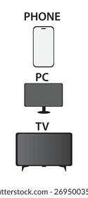 Iconos de la TV de la computadora del PC del teléfono